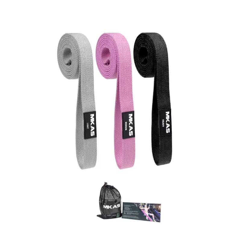 MKAS Fitness Long Resistance Bands Set: 3-Piece Fabric Workout Bands