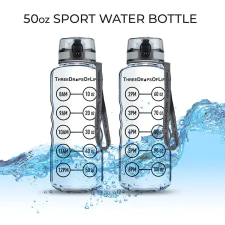 50 oz Clear Sports Water Bottle - High Capacity Hydration